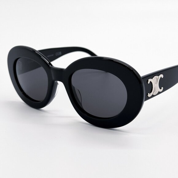 NEW CL40312U 01A CELINE BLACK ROUND WOMEN SUNGLASSES CELINE - Picture 6 of 10
